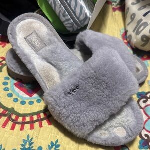 UGG Soft Gray Furry Slides